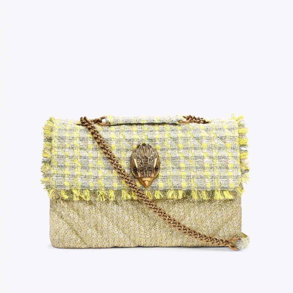 Kurt Geiger Kensington Tweed Clutch in Yellow and Silver